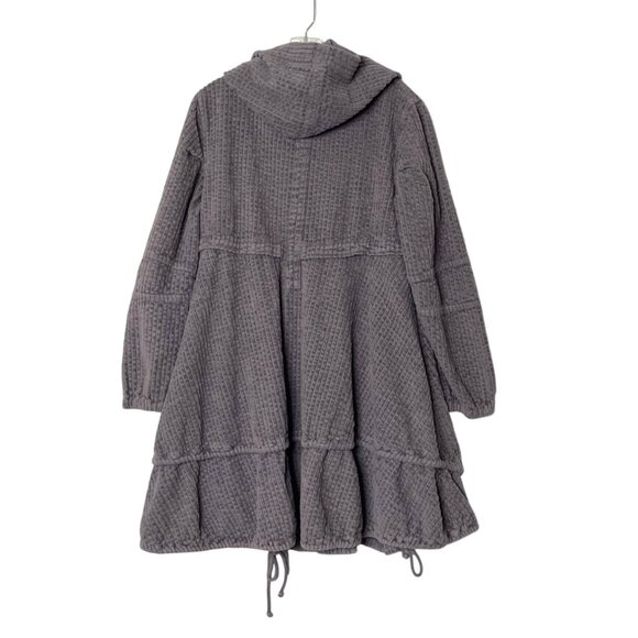 Vtg CMC By Color Me Cotton Gray Corduroy Hooded Button-Up Swing Coat Women's M - Picture 2 of 8